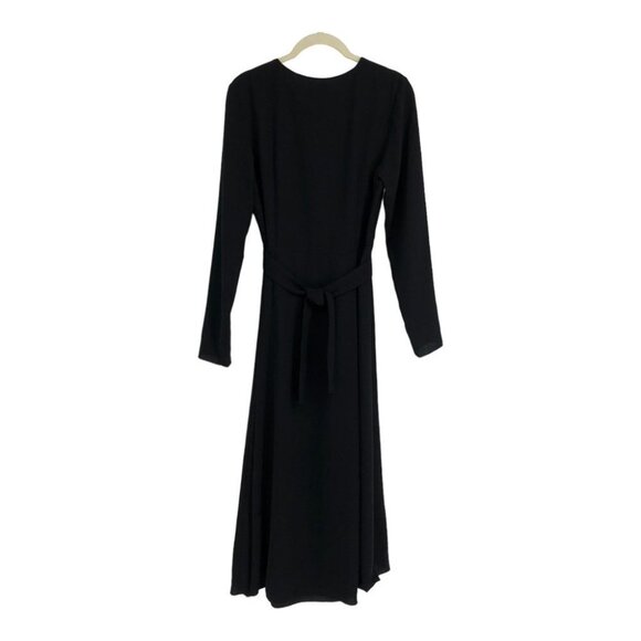 Aritzia Wilfred Black Aubagne Midi Dress Adjustable Wrap w/optional cutout 10 - Picture 4 of 16